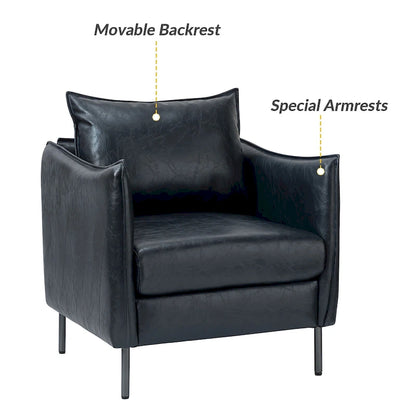 Jaime Modern Vegan Leather Accent chair with Metal Legs Set of 2 by HULALA HOME