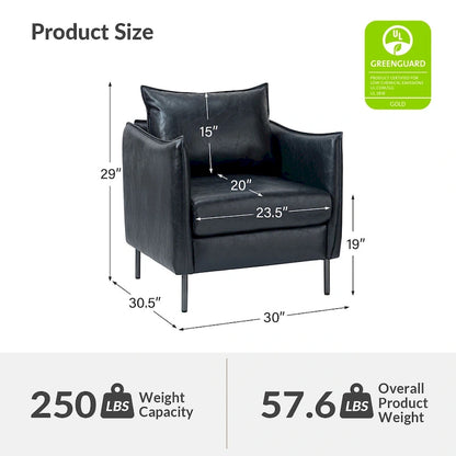 Jaime Modern Vegan Leather Accent chair with Metal Legs Set of 2 by HULALA HOME