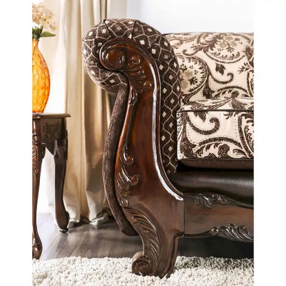 Rend Traditional Faux Leather Rolled Arms Tufted Sofa by Furniture of America
