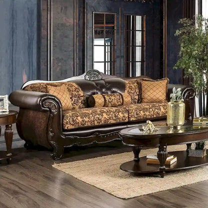 Rend Traditional Faux Leather Rolled Arms Tufted Sofa by Furniture of America