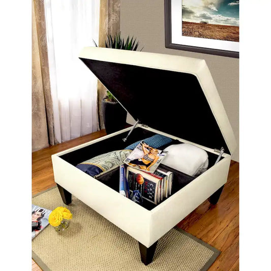 MJL Furniture Manhattan Allure Upholstered Organizational Cocktail Ottoman Table