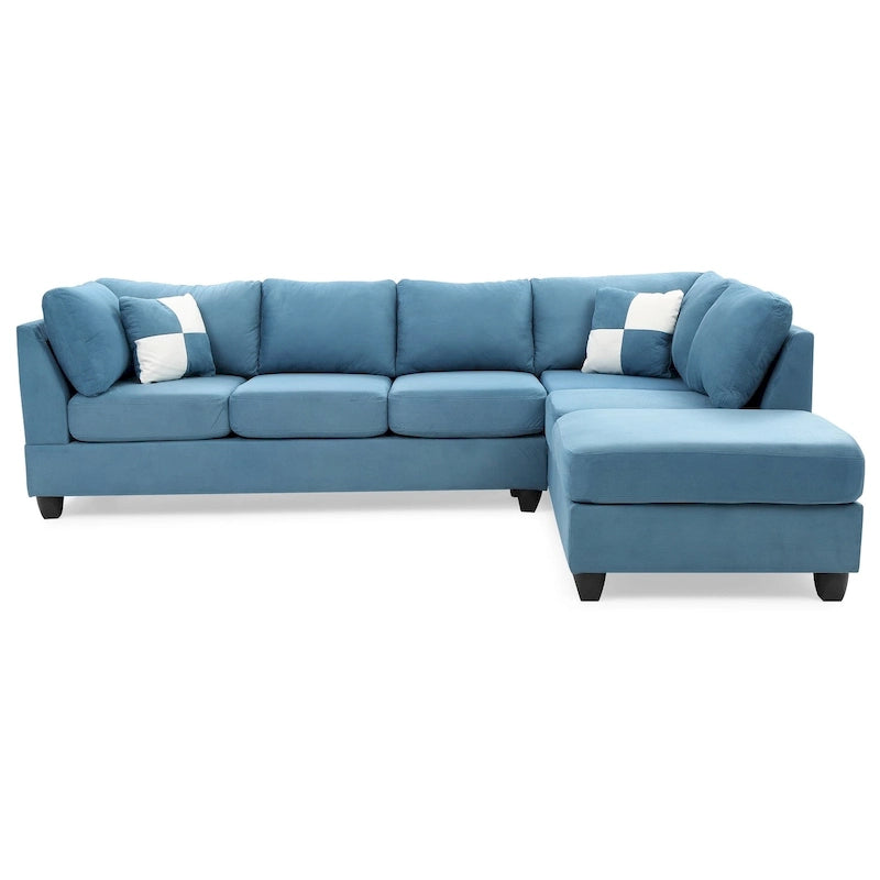Malone 111 in. Suede 4-Seater Sectional Sofa with 2-Throw Pillow - 111L x 78W x 34H