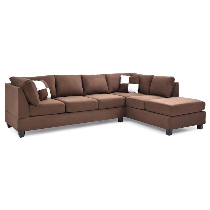 Malone 111 in. Suede 4-Seater Sectional Sofa with 2-Throw Pillow - 111L x 78W x 34H