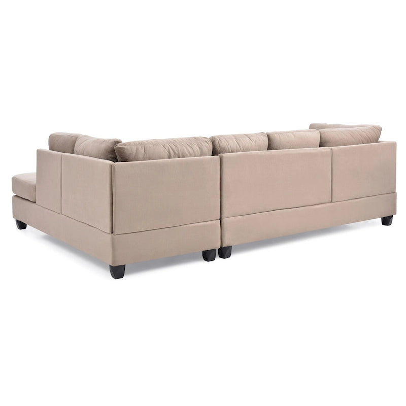Malone 111 in. Suede 4-Seater Sectional Sofa with 2-Throw Pillow - 111L x 78W x 34H