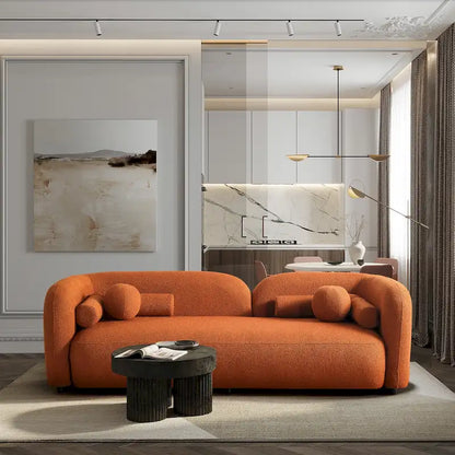 Milet Luxury Modern Boucle Fabric Curved Arm Sofa