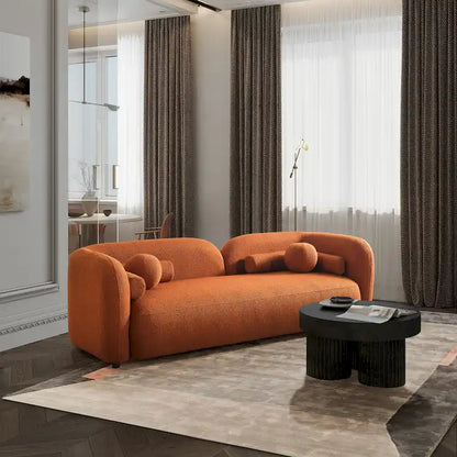 Milet Luxury Modern Boucle Fabric Curved Arm Sofa