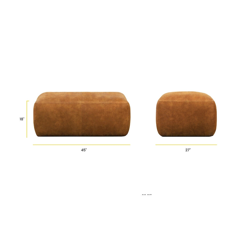 Poly & Bark Denver Leather Ottoman - Full Grain Genuine Italian Leather