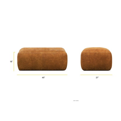 Poly & Bark Denver Leather Ottoman - Full Grain Genuine Italian Leather