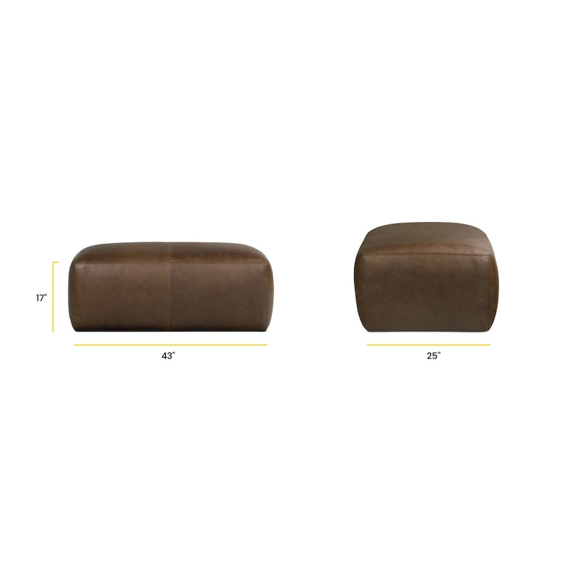 Poly & Bark Denver Leather Ottoman - Full Grain Genuine Italian Leather