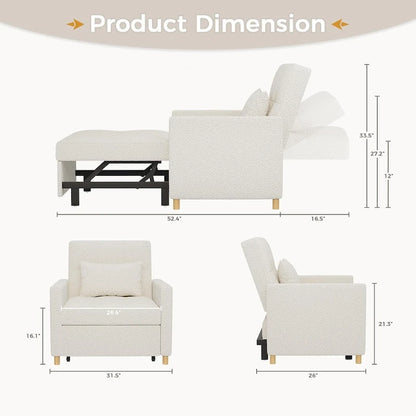 AECOJOY 3 in 1 Sleeper Sofa Chair w/ Pillow &Convertible Backrest