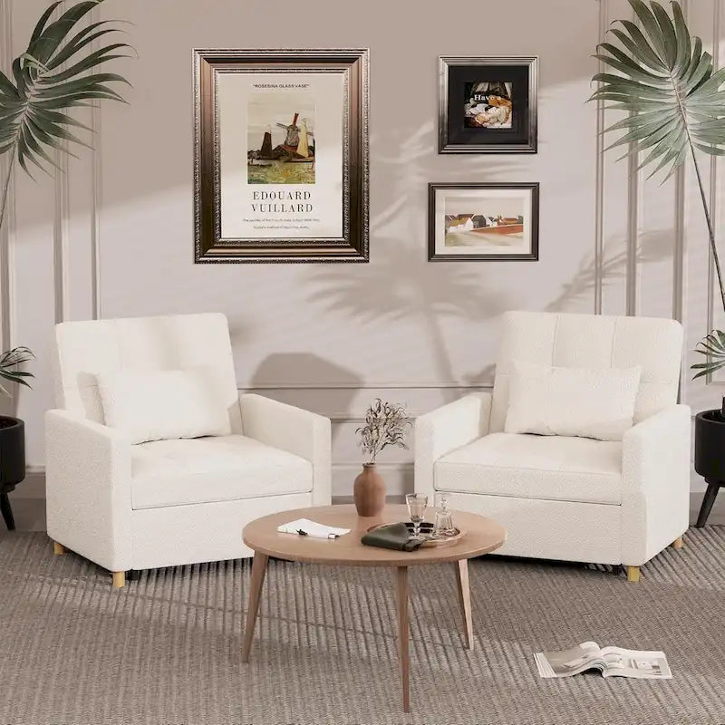 AECOJOY 3 in 1 Sleeper Sofa Chair w/ Pillow &Convertible Backrest