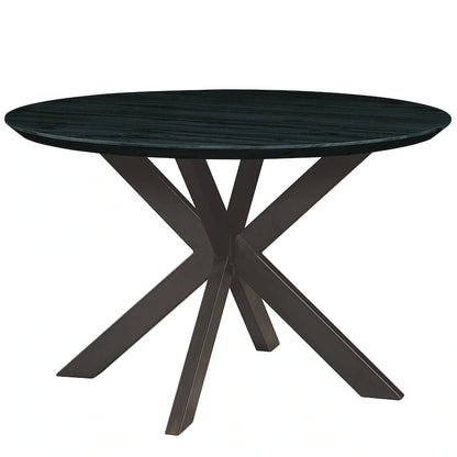 Ravenna 47 Modern Round Wood Dining Table With X-Cross Geometric Metal Base for Dining Room & Kitchen