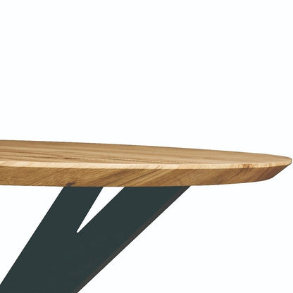 Ravenna 47 Modern Round Wood Dining Table With X-Cross Geometric Metal Base for Dining Room & Kitchen