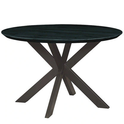 Ravenna 47 Modern Round Wood Dining Table With X-Cross Geometric Metal Base for Dining Room & Kitchen
