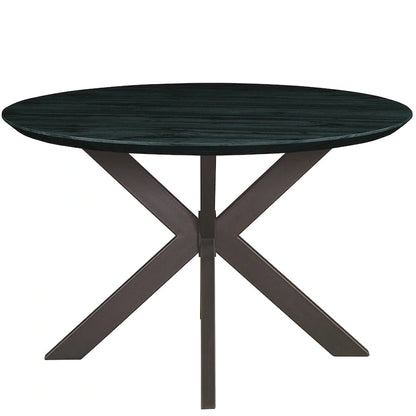 Ravenna 47 Modern Round Wood Dining Table With X-Cross Geometric Metal Base for Dining Room & Kitchen