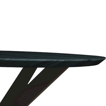Ravenna 47 Modern Round Wood Dining Table With X-Cross Geometric Metal Base for Dining Room & Kitchen