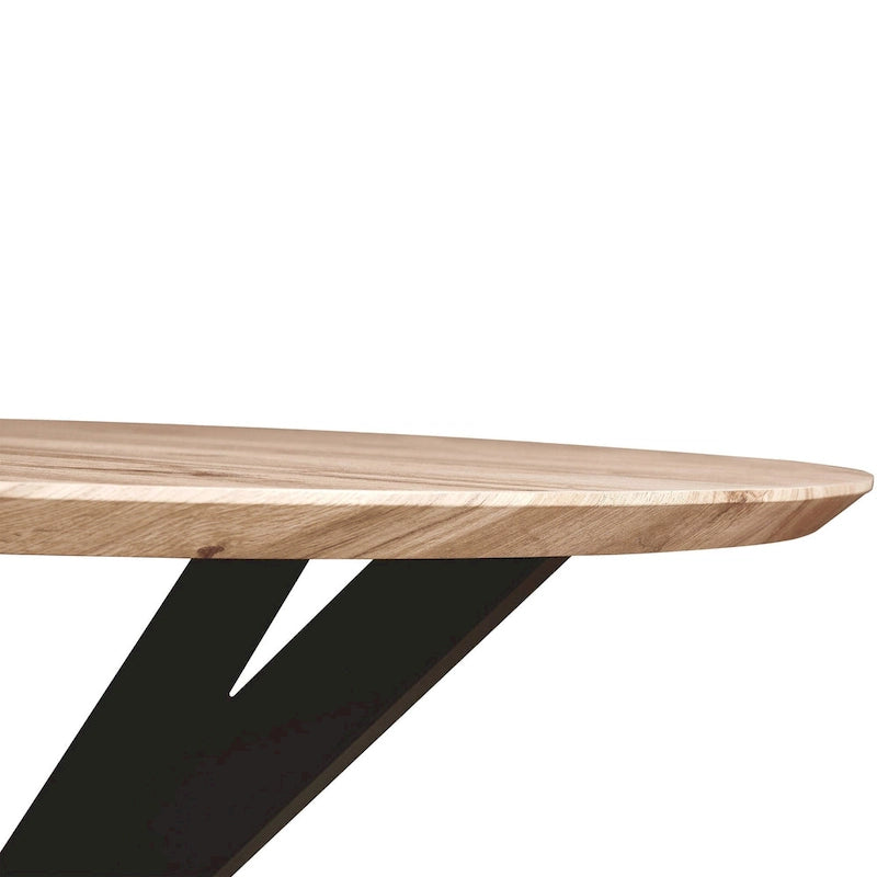 Ravenna 47 Modern Round Wood Dining Table With X-Cross Geometric Metal Base for Dining Room & Kitchen