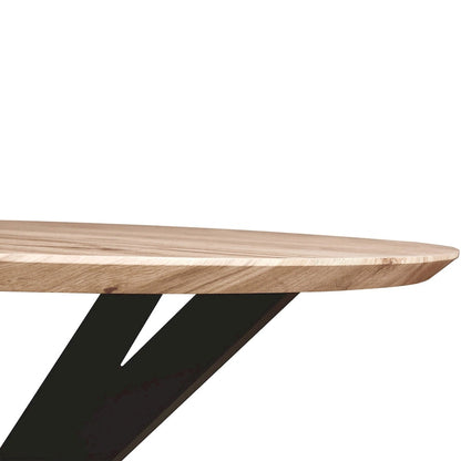 Ravenna 47 Modern Round Wood Dining Table With X-Cross Geometric Metal Base for Dining Room & Kitchen
