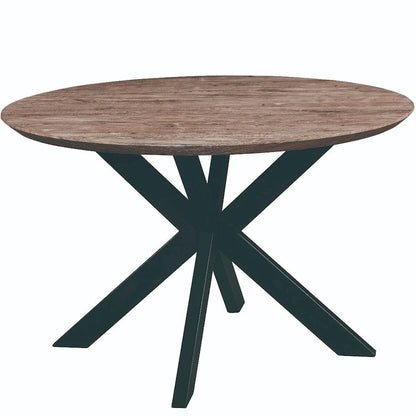Ravenna 47 Modern Round Wood Dining Table With X-Cross Geometric Metal Base for Dining Room & Kitchen