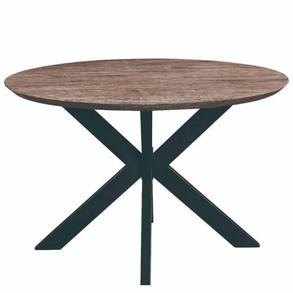 Ravenna 47 Modern Round Wood Dining Table With X-Cross Geometric Metal Base for Dining Room & Kitchen