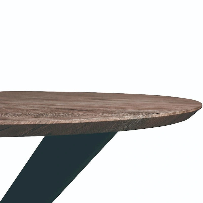 Ravenna 47 Modern Round Wood Dining Table With X-Cross Geometric Metal Base for Dining Room & Kitchen
