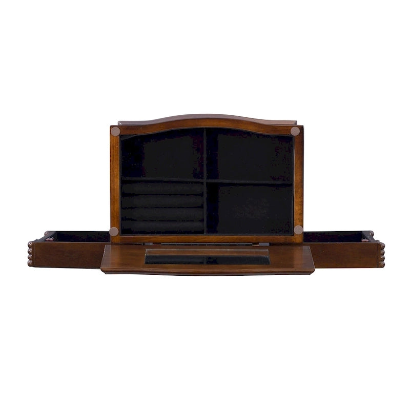 Serena Mirrored Walnut Standing Jewelry Armoire