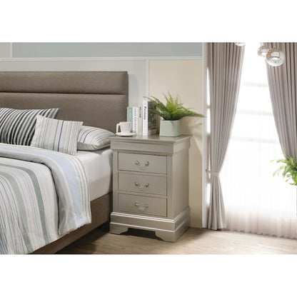 Wood 3 Drawer Nightstand