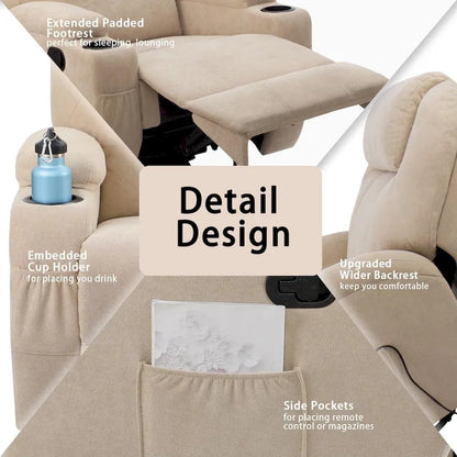 Homall Massage Recliner Chair Swivel Fabric Living Room Sofa