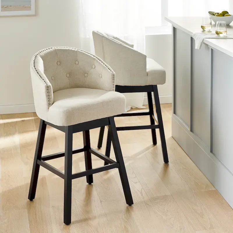 Ogden Beige Swivel Bar Stools (Set of 2) by Christopher Knight Home