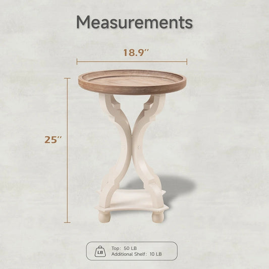 COZAYH Rustic Farmhouse Cottagecore Accent End Table