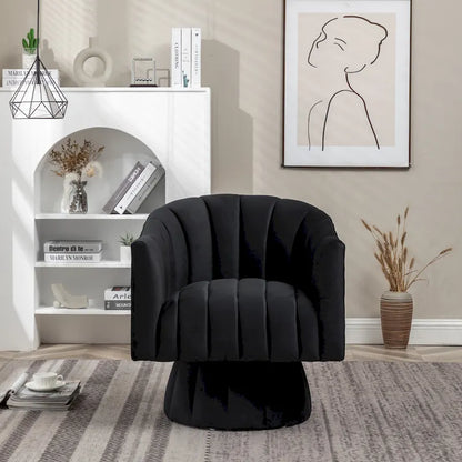 SEYNAR Modern Glam Velvet Upholstered Round Swivel Accent Arm Barrel Chair for Living Room