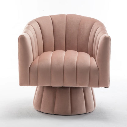 SEYNAR Modern Glam Velvet Upholstered Round Swivel Accent Arm Barrel Chair for Living Room