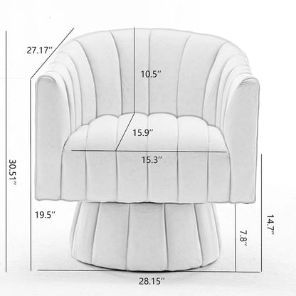 SEYNAR Modern Glam Velvet Upholstered Round Swivel Accent Arm Barrel Chair for Living Room
