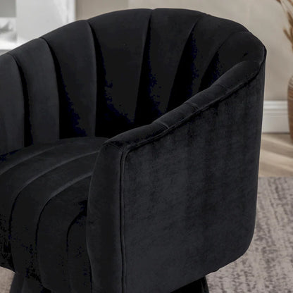 SEYNAR Modern Glam Velvet Upholstered Round Swivel Accent Arm Barrel Chair for Living Room