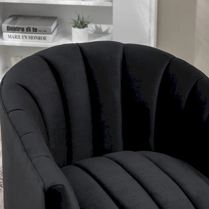 SEYNAR Modern Glam Velvet Upholstered Round Swivel Accent Arm Barrel Chair for Living Room