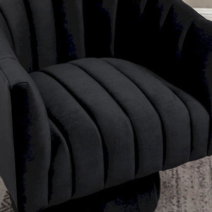 SEYNAR Modern Glam Velvet Upholstered Round Swivel Accent Arm Barrel Chair for Living Room