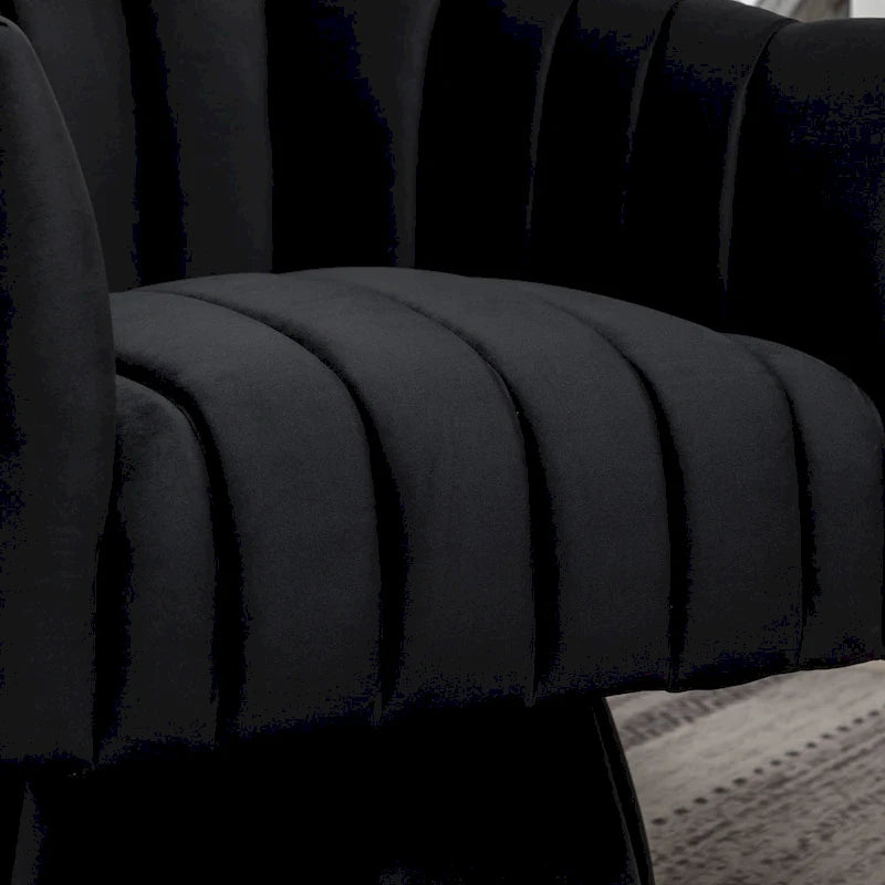 SEYNAR Modern Glam Velvet Upholstered Round Swivel Accent Arm Barrel Chair for Living Room
