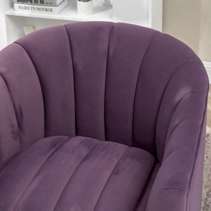 SEYNAR Modern Glam Velvet Upholstered Round Swivel Accent Arm Barrel Chair for Living Room