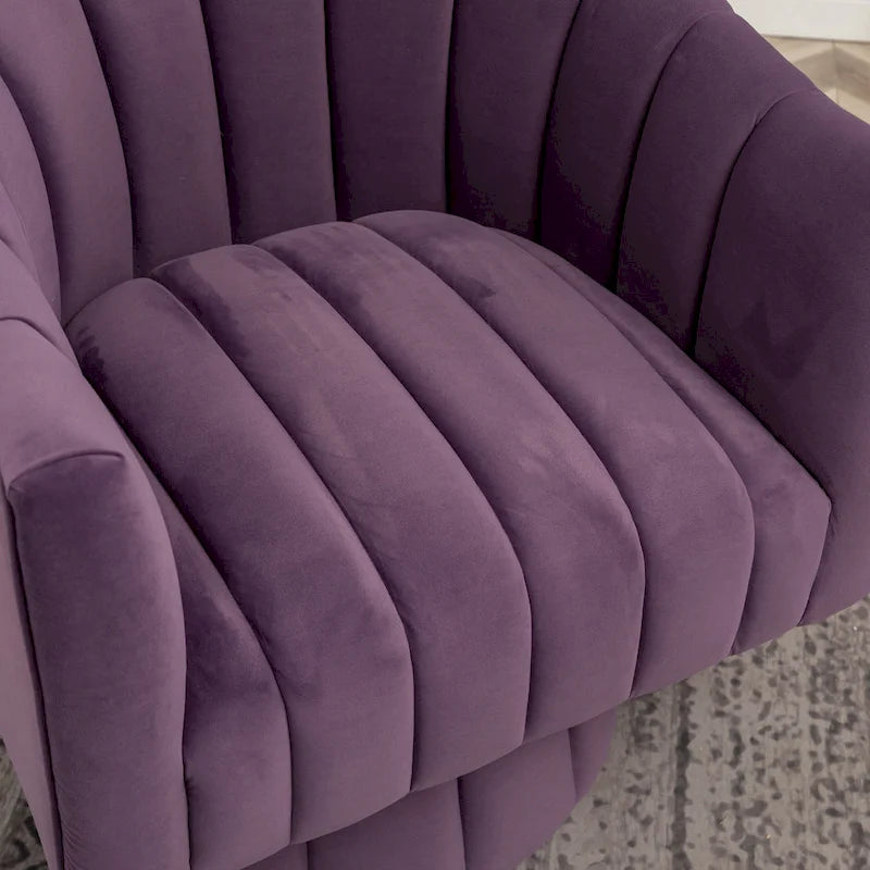 SEYNAR Modern Glam Velvet Upholstered Round Swivel Accent Arm Barrel Chair for Living Room