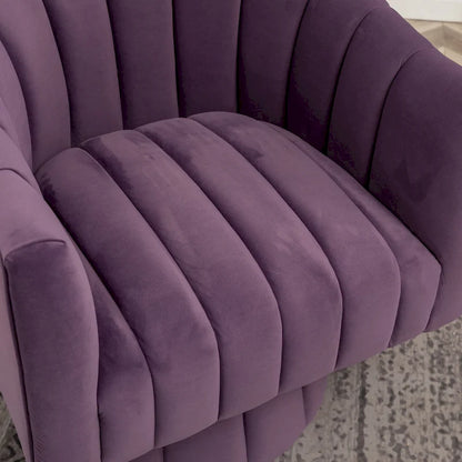 SEYNAR Modern Glam Velvet Upholstered Round Swivel Accent Arm Barrel Chair for Living Room