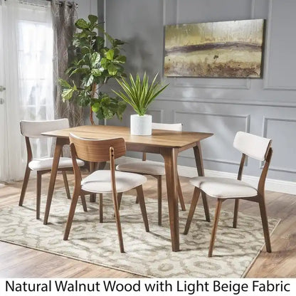 Megann Mid-Century 5-piece Wood Rectangle Dining Set by Christopher Knight Home