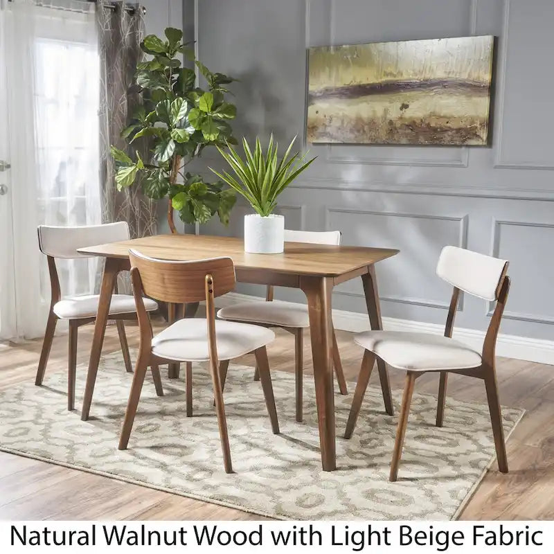 Megann Mid-Century 5-piece Wood Rectangle Dining Set by Christopher Knight Home