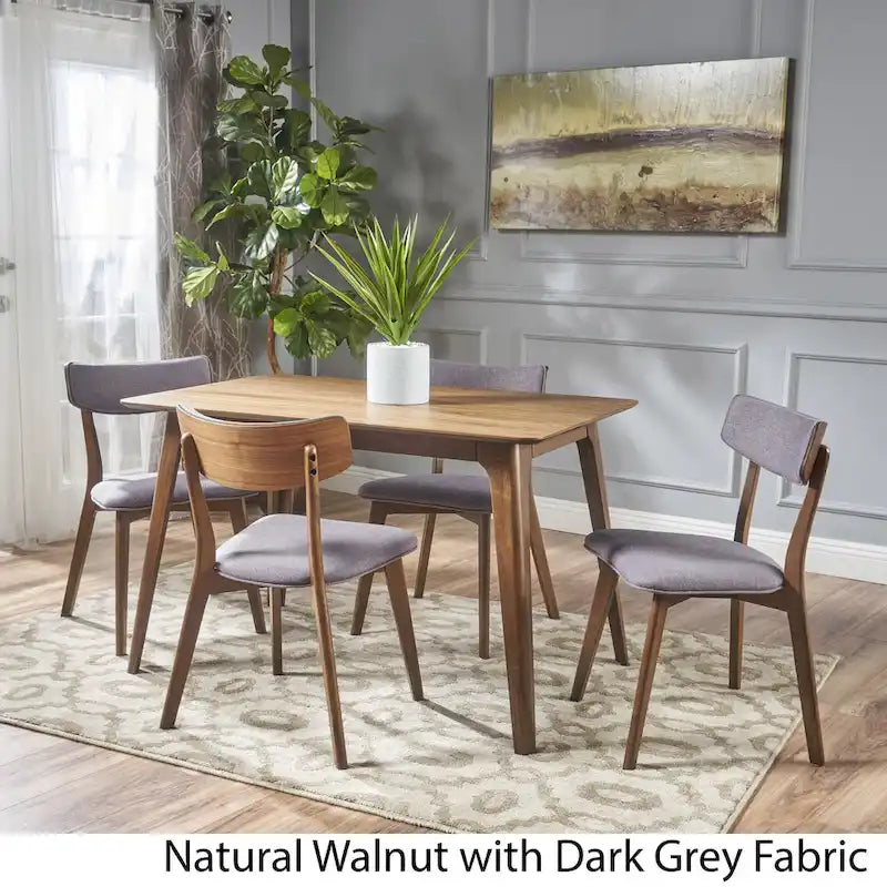 Megann Mid-Century 5-piece Wood Rectangle Dining Set by Christopher Knight Home