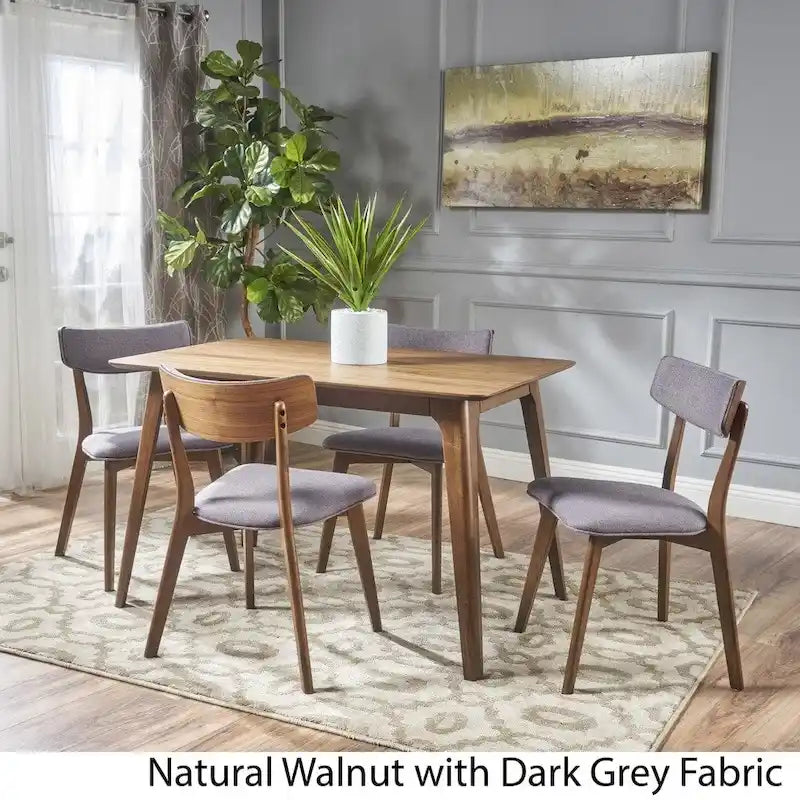 Megann Mid-Century 5-piece Wood Rectangle Dining Set by Christopher Knight Home