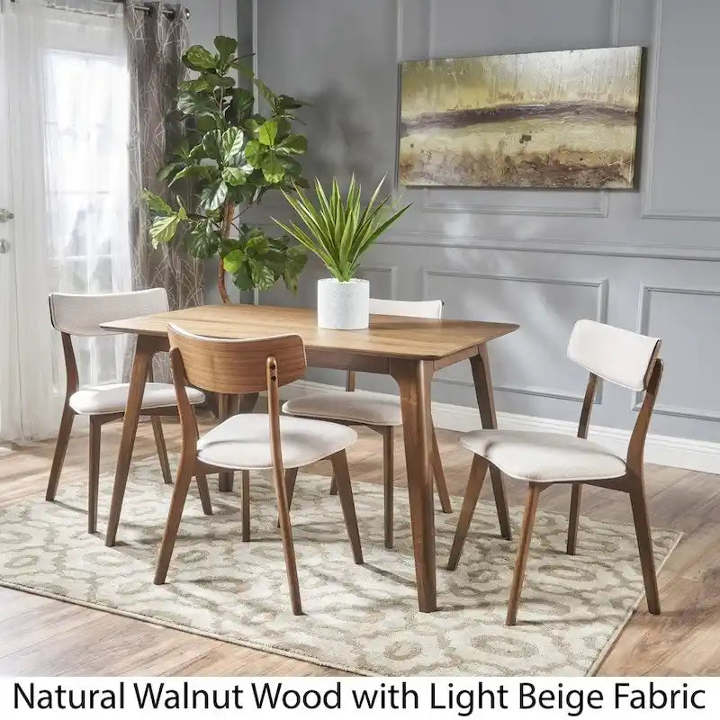 Megann Mid-Century 5-piece Wood Rectangle Dining Set by Christopher Knight Home