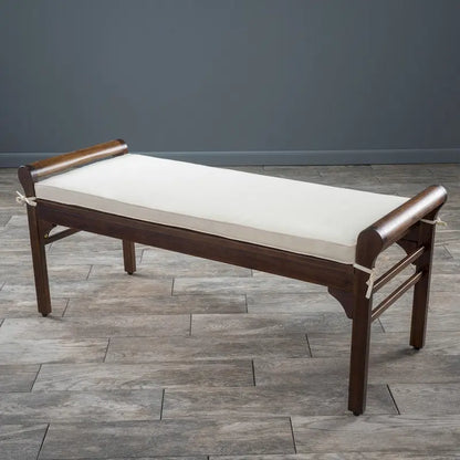 Nelson Rustic Acacia Wood Bench with Cushion by Christopher Knight Home