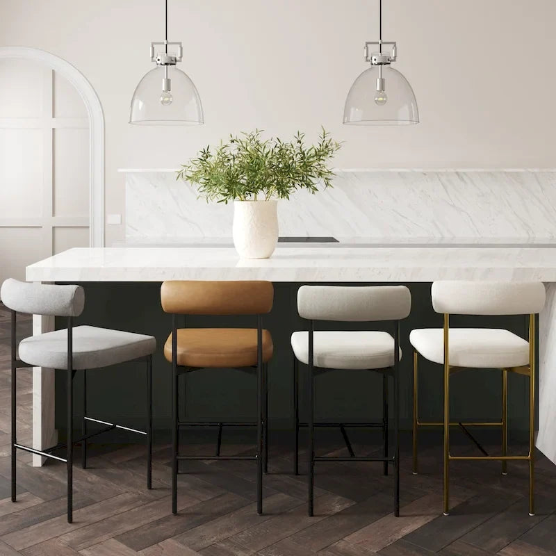 Nathan James Dahlia Counter Height Barstool or Dining Chair with Back and Upholstered Cushion
