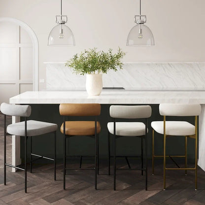 Nathan James Dahlia Counter Height Barstool or Dining Chair with Back and Upholstered Cushion