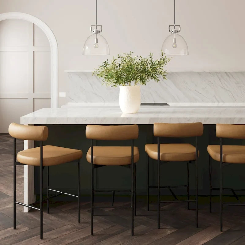 Nathan James Dahlia Counter Height Barstool or Dining Chair with Back and Upholstered Cushion