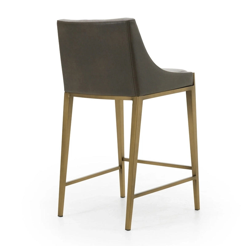 Modrest Fairview Contemporary Grey & Brass Counter Stool